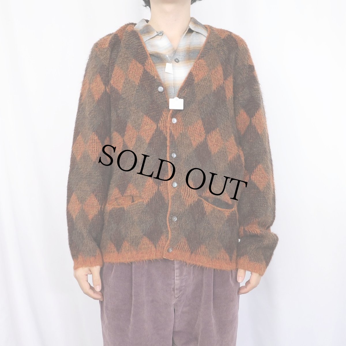 画像2: 〜60's アーガイル柄 モヘアニットカーディガン  (2)