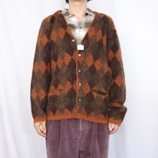 画像2: 〜60's アーガイル柄 モヘアニットカーディガン  (2)