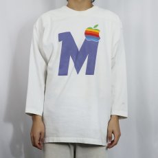画像3: 80's Apple USA製 "MINNEAPOLIS" Vネック レインボーロゴプリント フットボールTシャツ L (3)