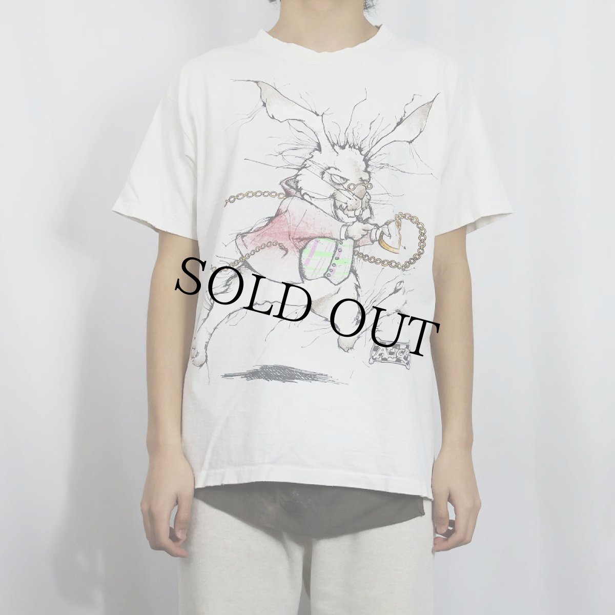 画像3: 90's Alice in Wonderland USA製 白うさぎ キャラクタープリントTシャツ  (3)