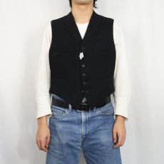 画像2: VINTAGE 針刺しシンチバック ウールジレベスト BLACK (2)