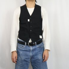 画像2: 60's PENNEY'S 総柄切り替え 針刺しシンチバック レーヨンジレベスト DEADSTOCK BLACK SIZE38R (2)