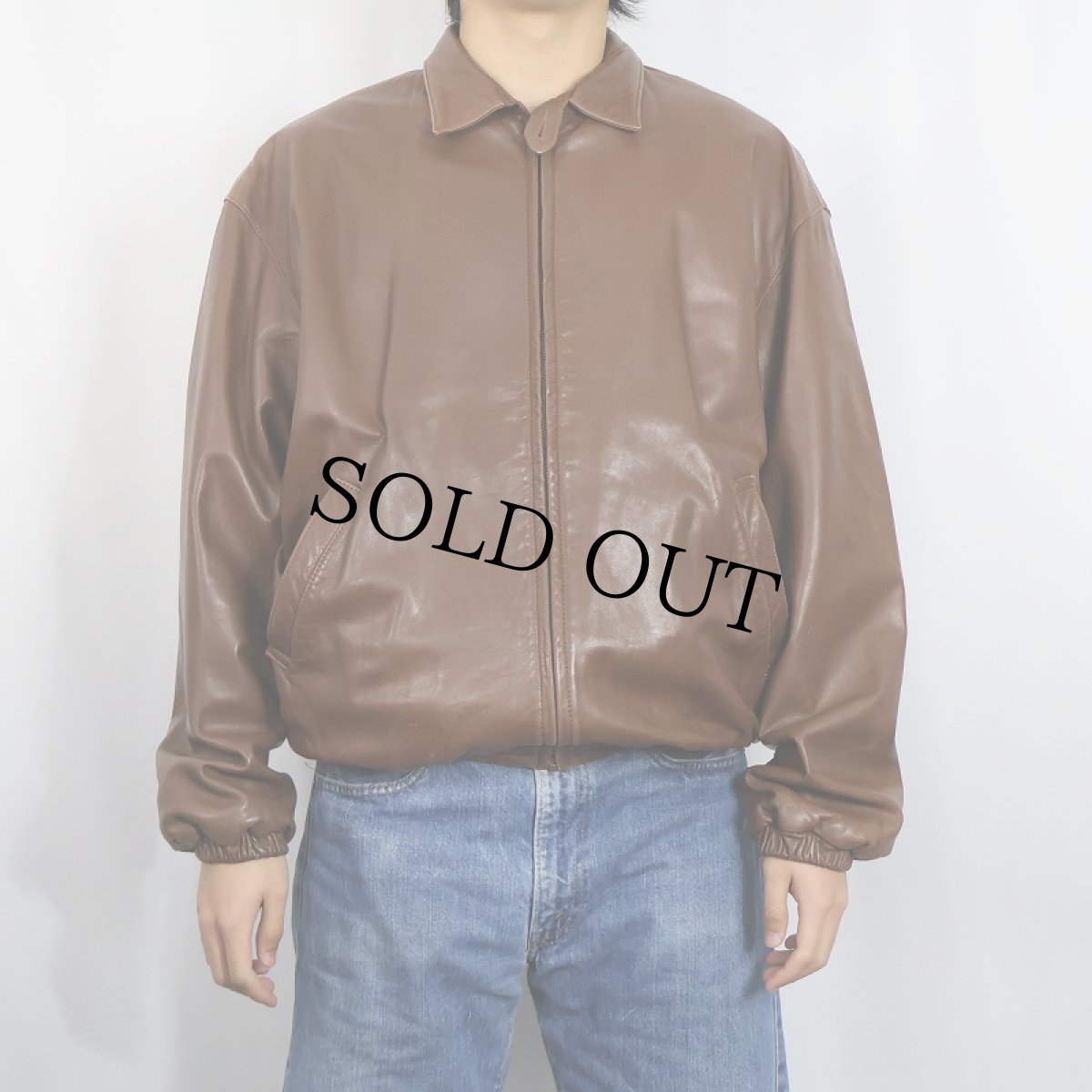 画像2: 90's POLO Ralph Lauren PORTUGAL製 ポニー無し チンスト付き ラムレザースイングトップ L (2)