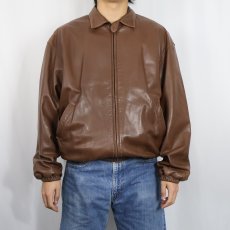 画像2: 90's POLO Ralph Lauren PORTUGAL製 ポニー無し チンスト付き ラムレザースイングトップ L (2)