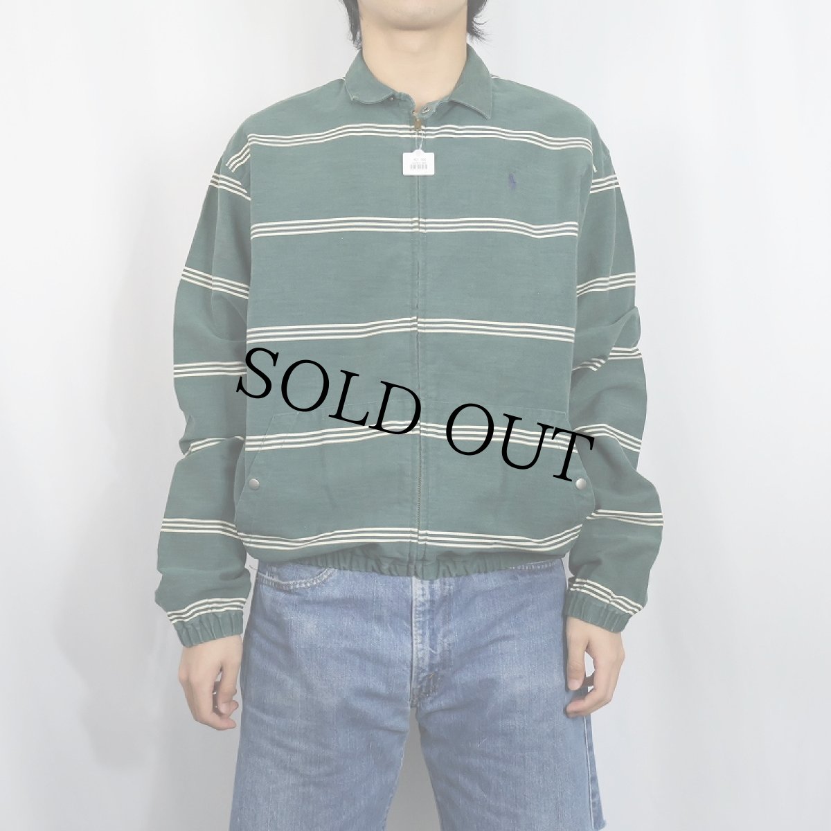 画像2: 90's POLO Ralph Lauren USA製 ボーダー柄 コットンスイングトップ M (2)