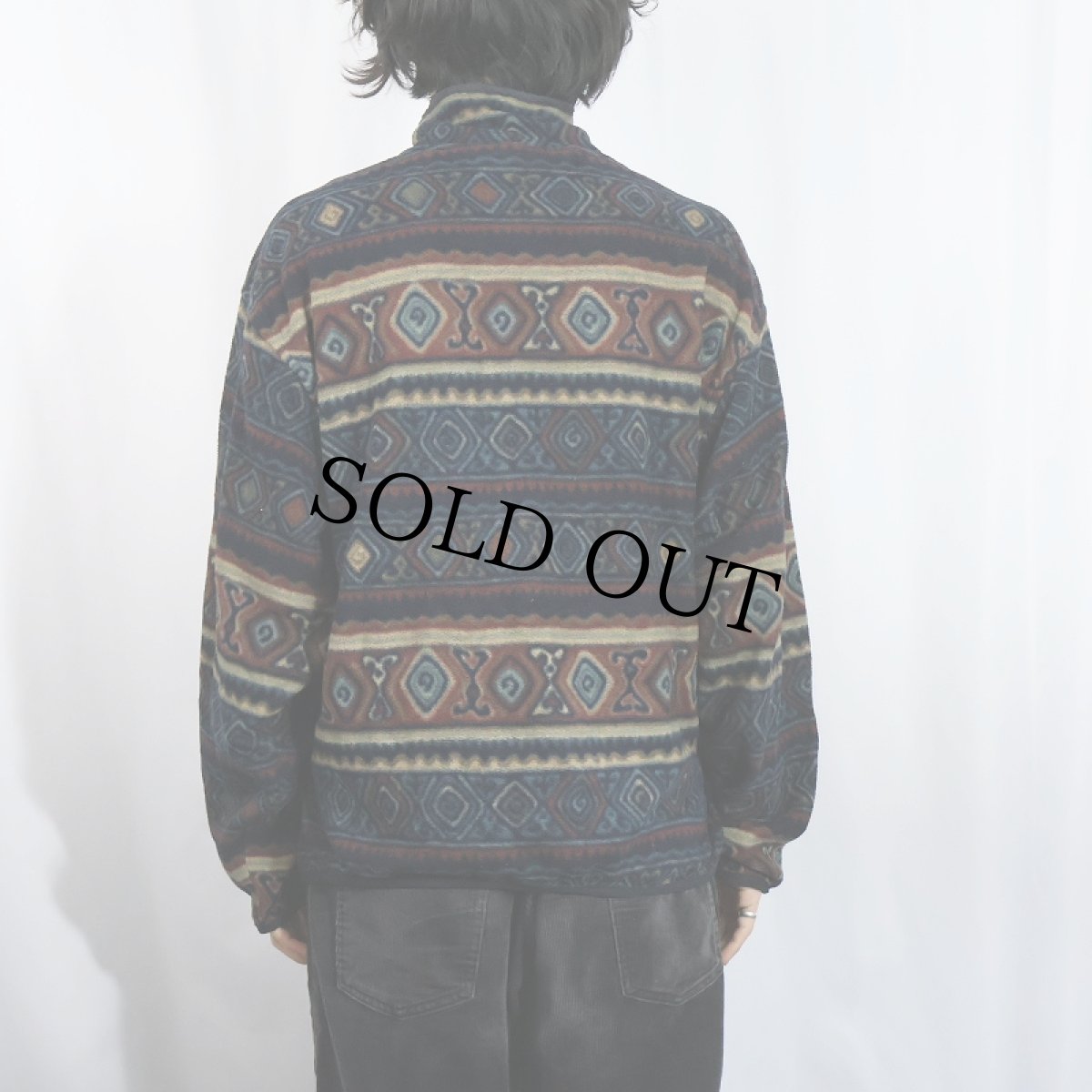 画像3: 90's Woolrich USA製 "POLARTEC" 総柄 ハーフスナップ フリースジャケット XL (3)