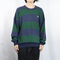 画像2: 70〜80's CHEMISE LACOSTE FRANCE製 ロゴワッペン ボーダー柄 ウール×アクリルニットセーター SIZE5 (2)