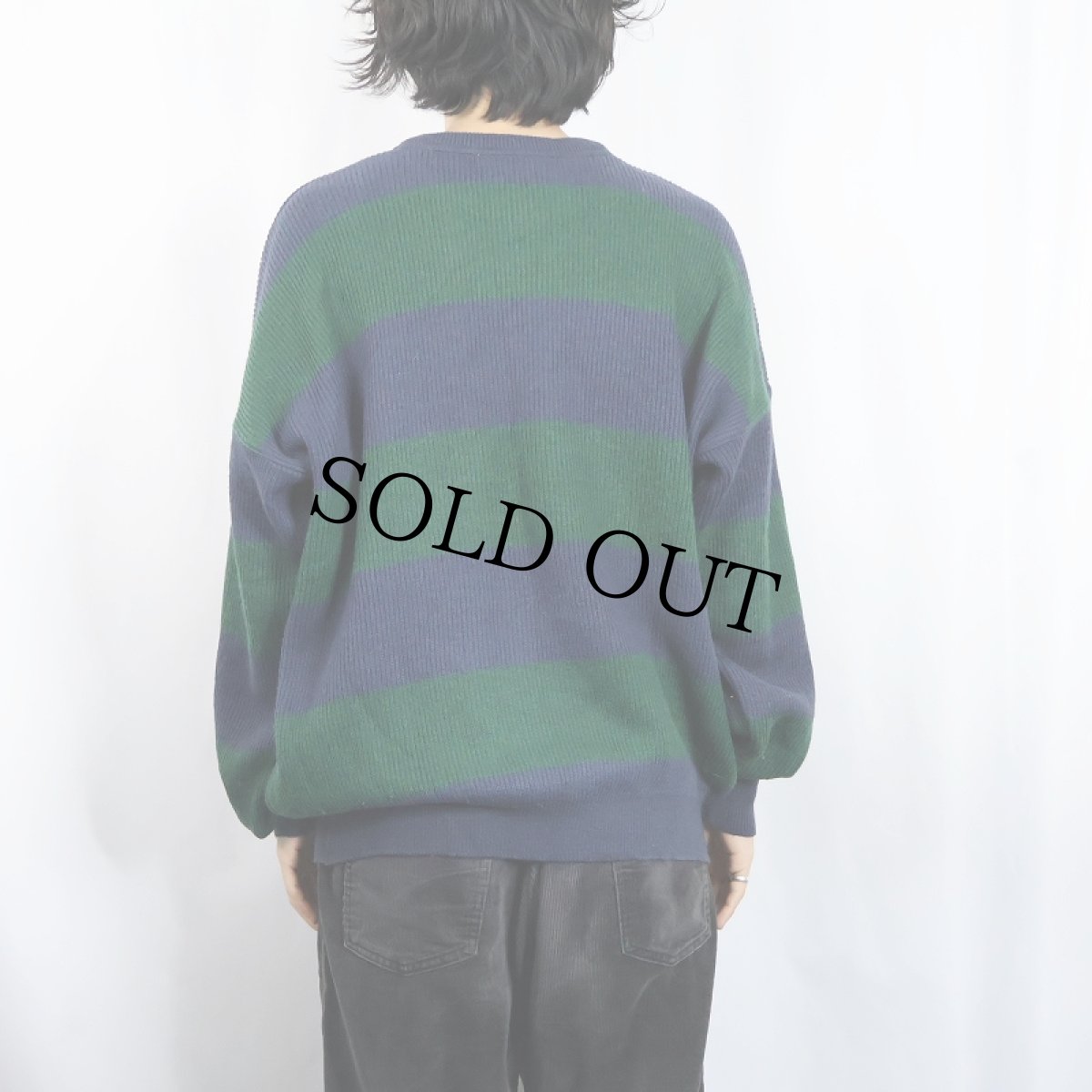 画像3: 70〜80's CHEMISE LACOSTE FRANCE製 ロゴワッペン ボーダー柄 ウール×アクリルニットセーター SIZE5 (3)