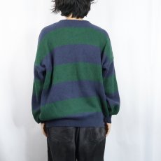 画像3: 70〜80's CHEMISE LACOSTE FRANCE製 ロゴワッペン ボーダー柄 ウール×アクリルニットセーター SIZE5 (3)