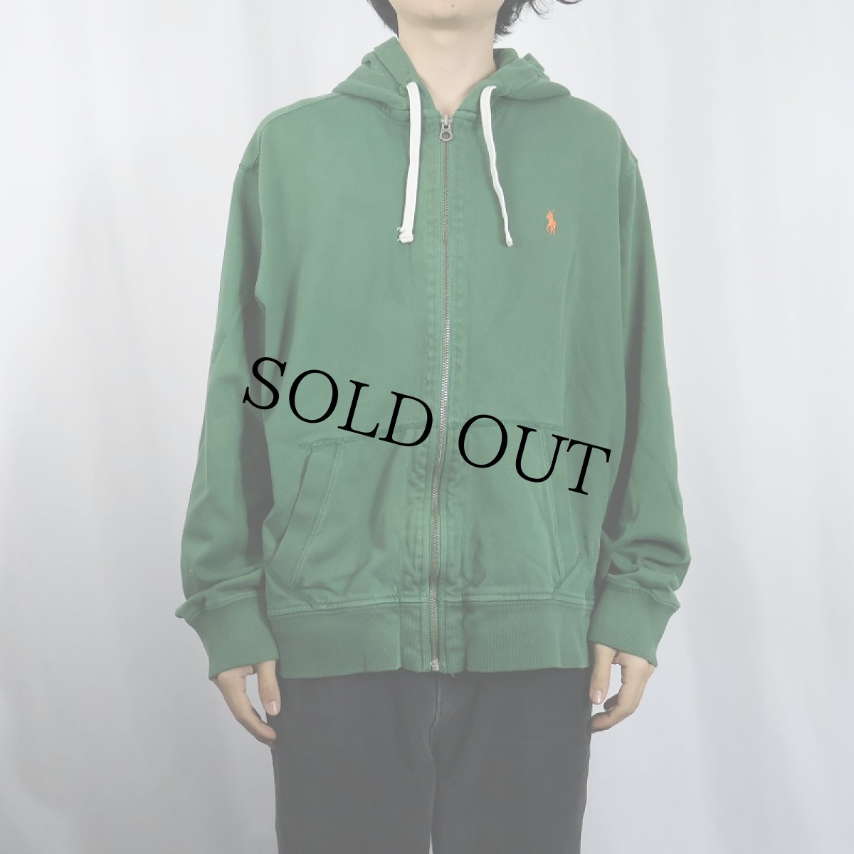 画像2: POLO Ralph Lauren REVERSE WEAVE TYPE ロゴ刺繍 裏サーマル スウェットジップパーカー XL (2)