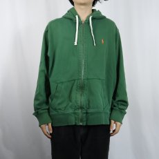 画像2: POLO Ralph Lauren REVERSE WEAVE TYPE ロゴ刺繍 裏サーマル スウェットジップパーカー XL (2)