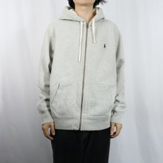 画像2: POLO Ralph Lauren REVERSE WEAVE TYPE ロゴ刺繍 裏サーマル スウェットジップパーカー L (2)
