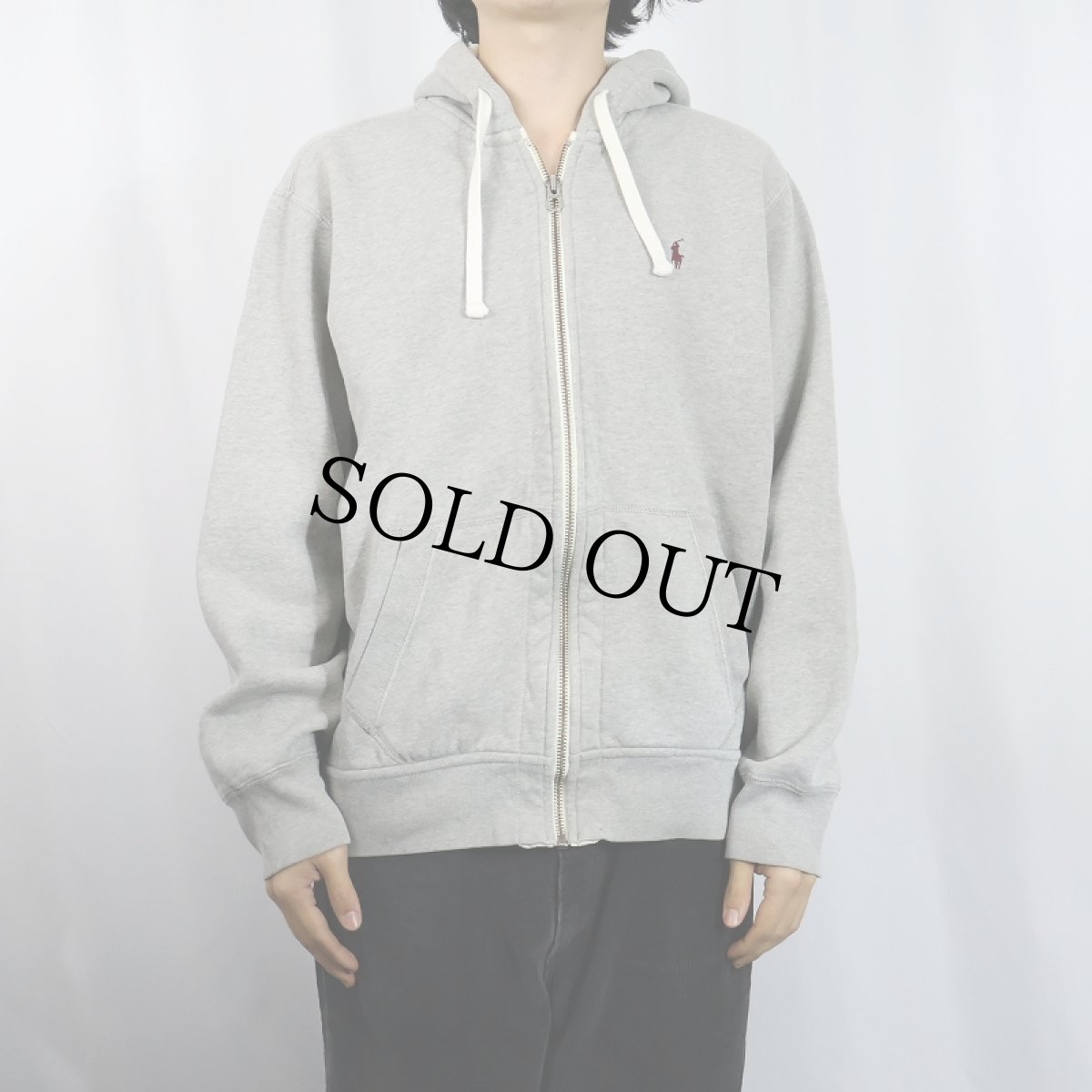 画像2: POLO Ralph Lauren REVERSE WEAVE TYPE ロゴ刺繍 裏サーマル スウェットジップパーカー L (2)