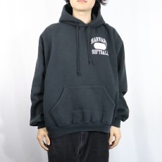 画像3: 90's RUSSELL ATHLETIC "HARVARD SOFTBALL" バックプリント スウェットフーディー BLACK XL (3)
