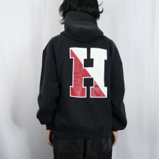 画像4: 90's RUSSELL ATHLETIC "HARVARD SOFTBALL" バックプリント スウェットフーディー BLACK XL (4)
