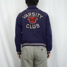 画像4: 50〜60's "VARSITY CLUB" ブルドッグ刺繍 ウールスタジャン NAVY (4)