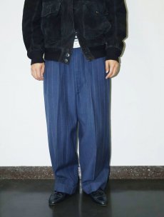 画像3: 50's ストライプ柄 2タック ウールギャバジンスラックス W38 (3)