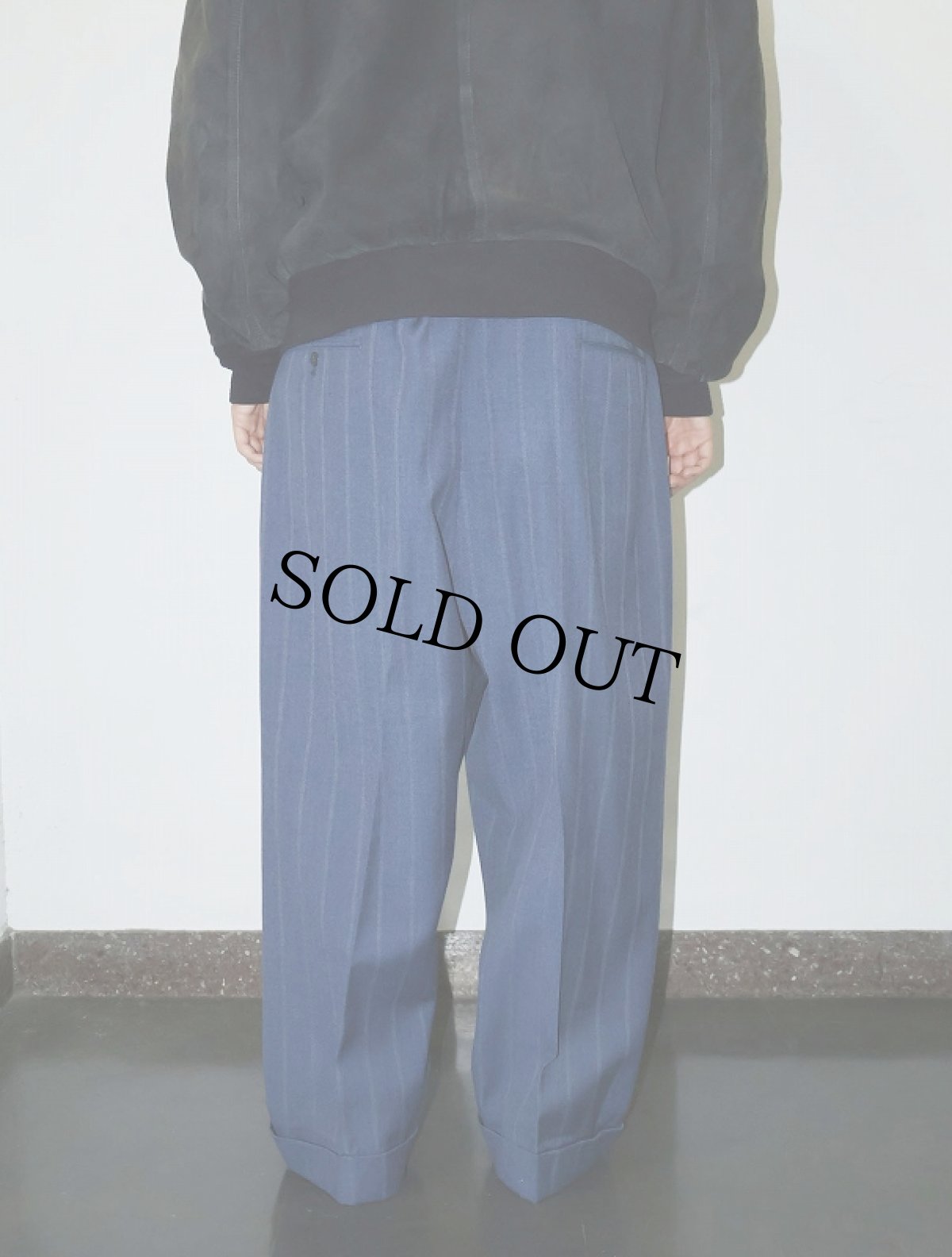 画像4: 50's ストライプ柄 2タック ウールギャバジンスラックス W38 (4)