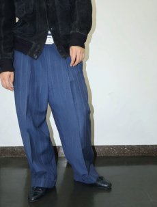 画像1: 50's ストライプ柄 2タック ウールギャバジンスラックス W38 (1)