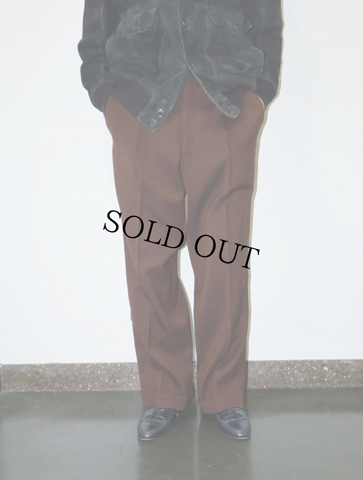 画像3: 50's〜 チェッカー柄 2タック スラックス BROWN W35 (3)