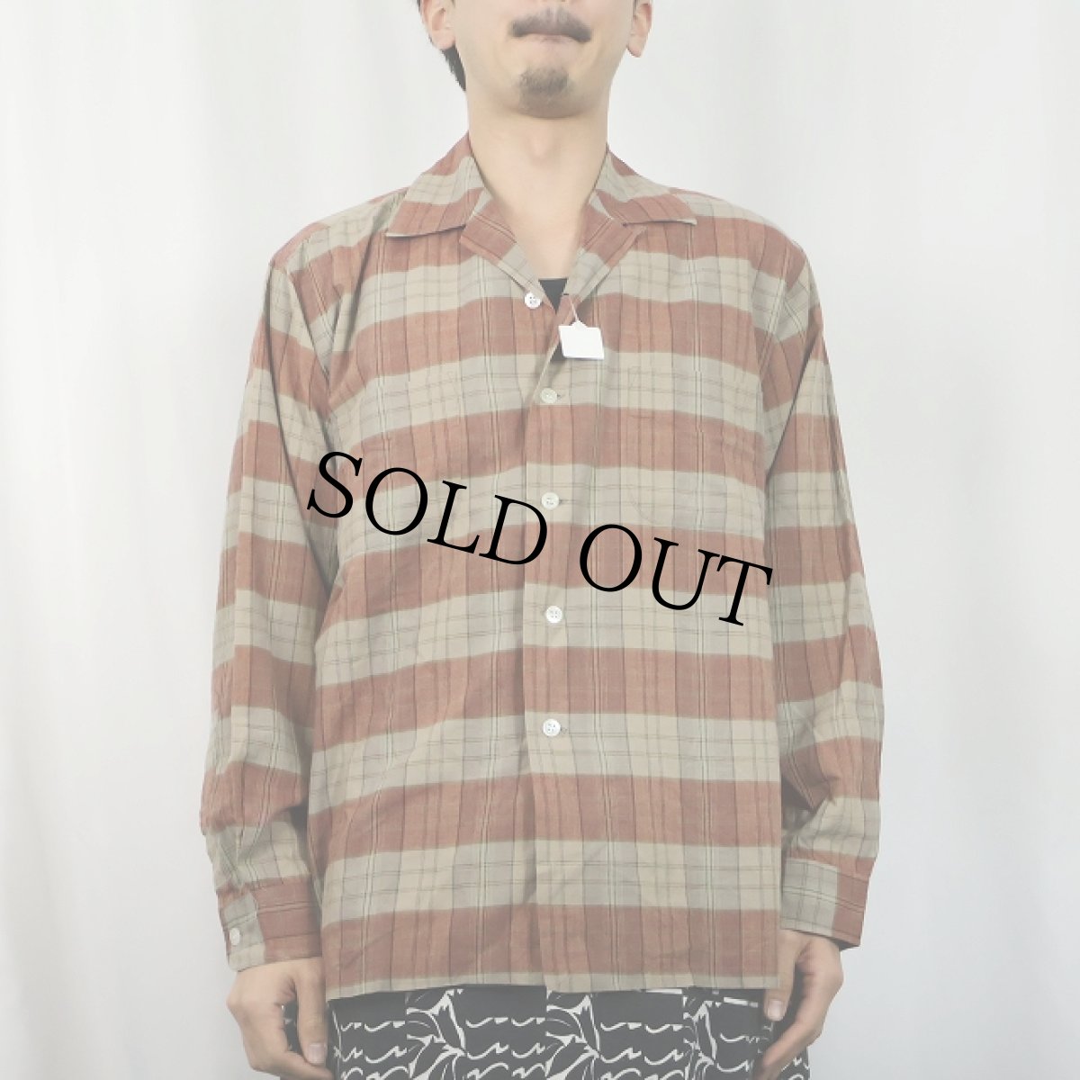 画像2: 50〜60's Champion SANFORIZED JAPAN製 チェック柄 コットンオープンカラーシャツ  (2)