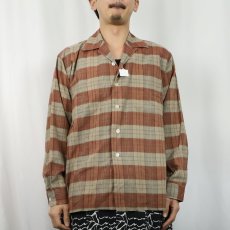 画像2: 50〜60's Champion SANFORIZED JAPAN製 チェック柄 コットンオープンカラーシャツ  (2)