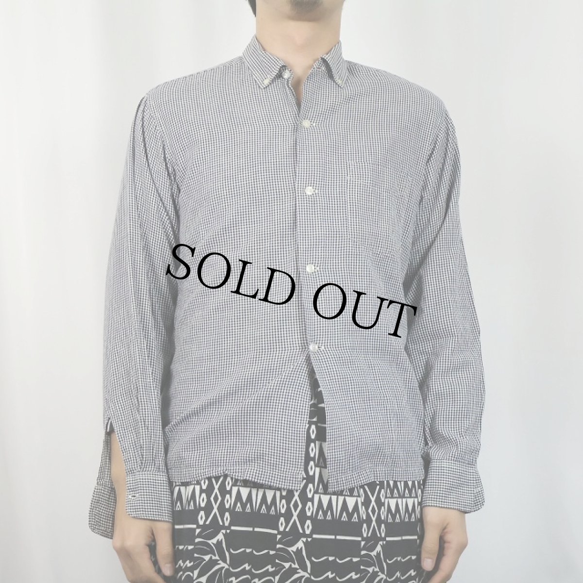 画像2: 60's Majesty ギンガムチェック柄 コットンボタンダウンシャツ M (2)