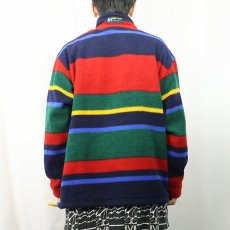 画像3: 90's Eddie Bauer EBTEK マルチボーダー柄 フリースプルオーバージャケット L (3)