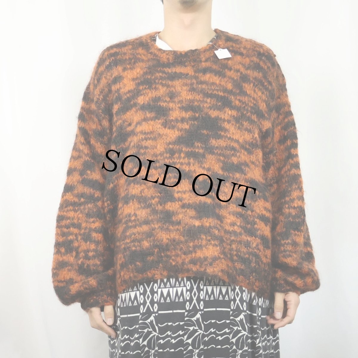 画像2: ミックスカラー シャギー ハンドニットセーター (2)