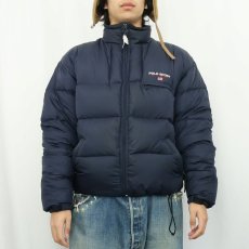 画像3: 90's POLO SPORT Ralph Lauren ロゴ刺繍 ナイロンダウンジャケット NAVY M (3)