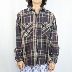 画像2: 90's FIVE BROTHER チェック柄 ヘビーネルシャツ L (2)