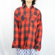 画像2: 70〜80's FIVE BROTHER USA製 バッファローチェック柄 ヘビーネルシャツ L (2)