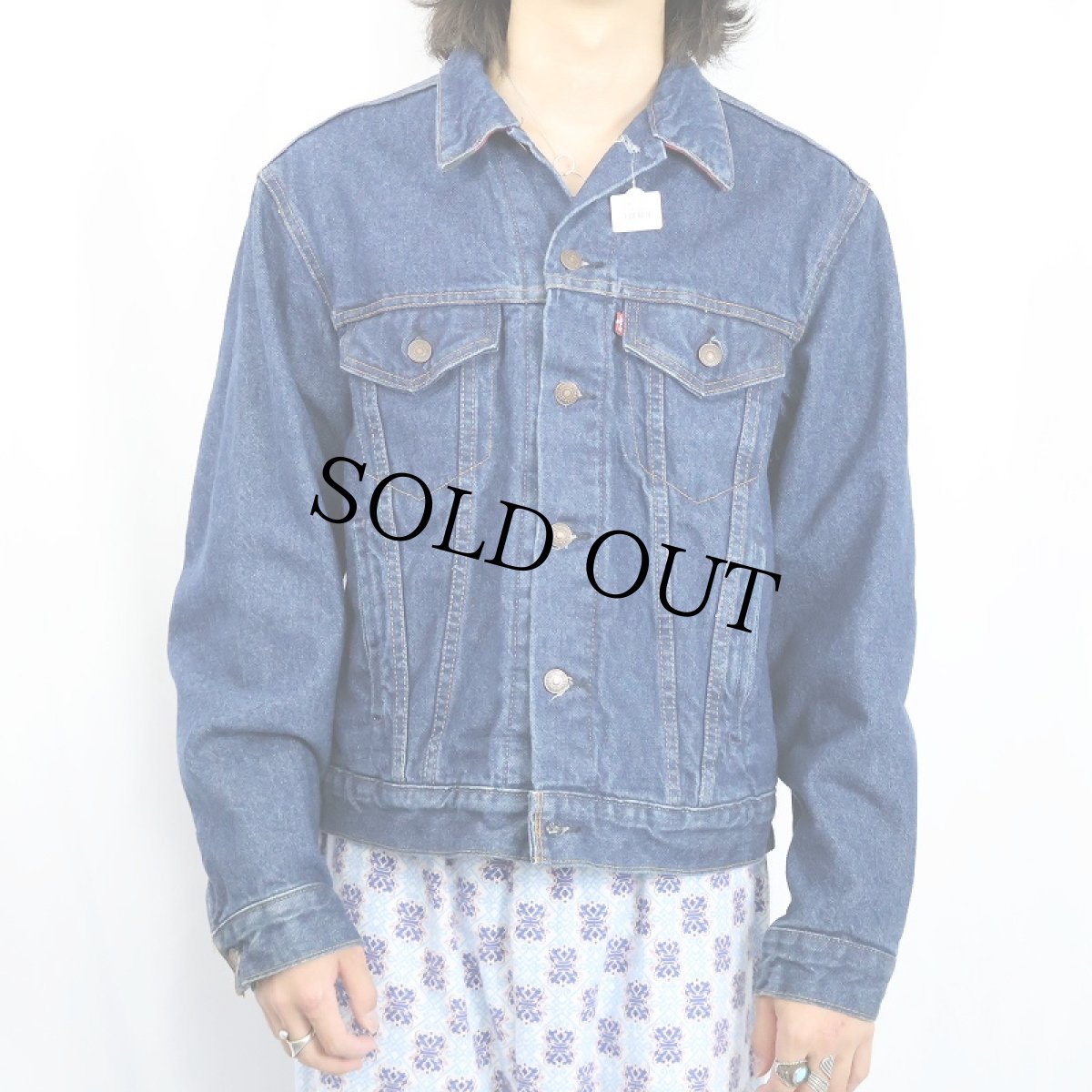画像2: 90's Levi's 70411 USA製 チェック柄ライナーデニムジャケット SIZE42 (2)
