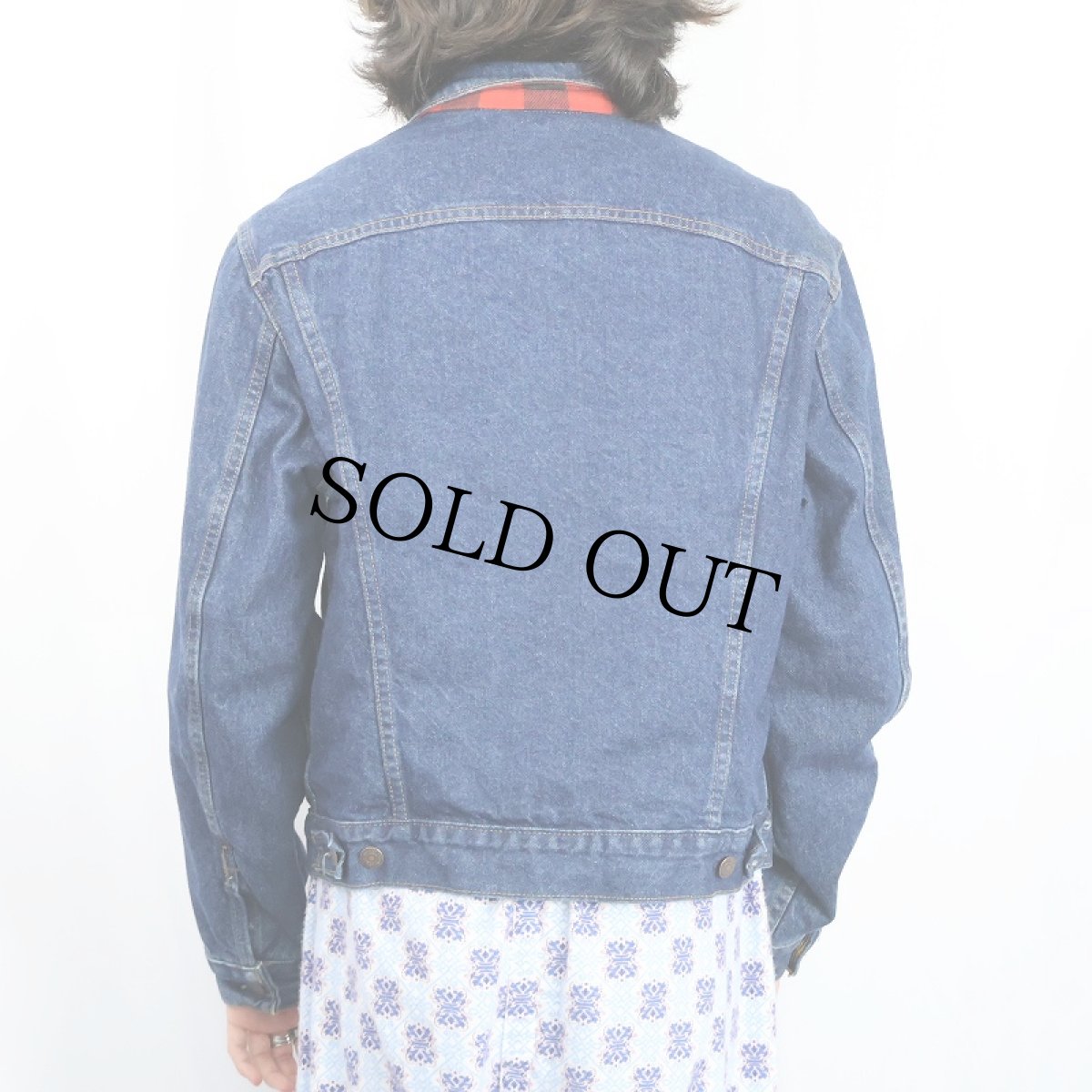 画像3: 90's Levi's 70411 USA製 チェック柄ライナーデニムジャケット SIZE42 (3)