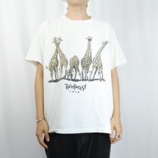 画像2: 90's Rainforest CAFE USA製 キリンプリントTシャツ L (2)