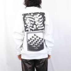 画像4: 90's M.C. Escher USA製 騙し絵アート マルチプリントスウェット XL (4)