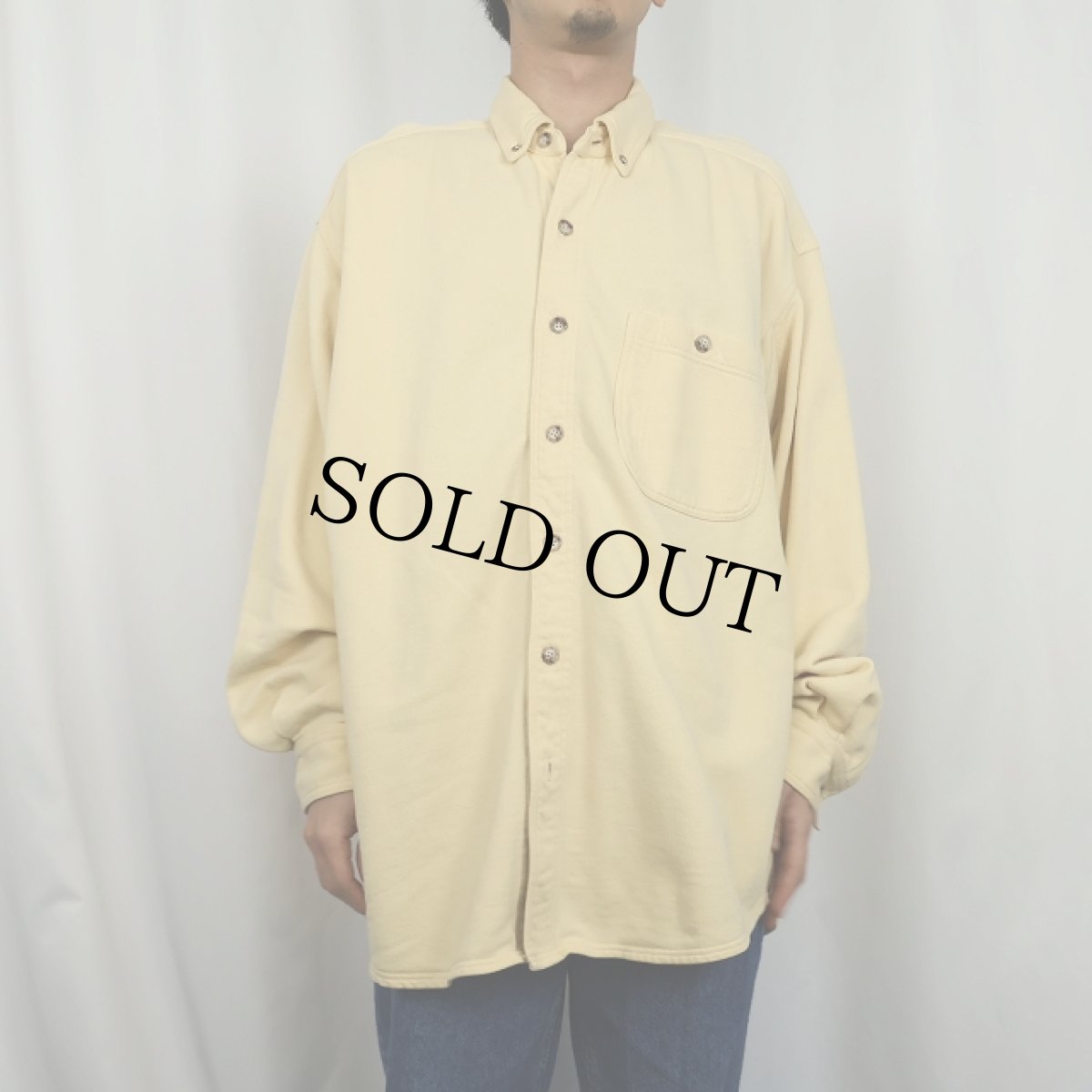 画像2: 90's Willis & Geiger スウェット地 コットンボタンダウンシャツ M (2)