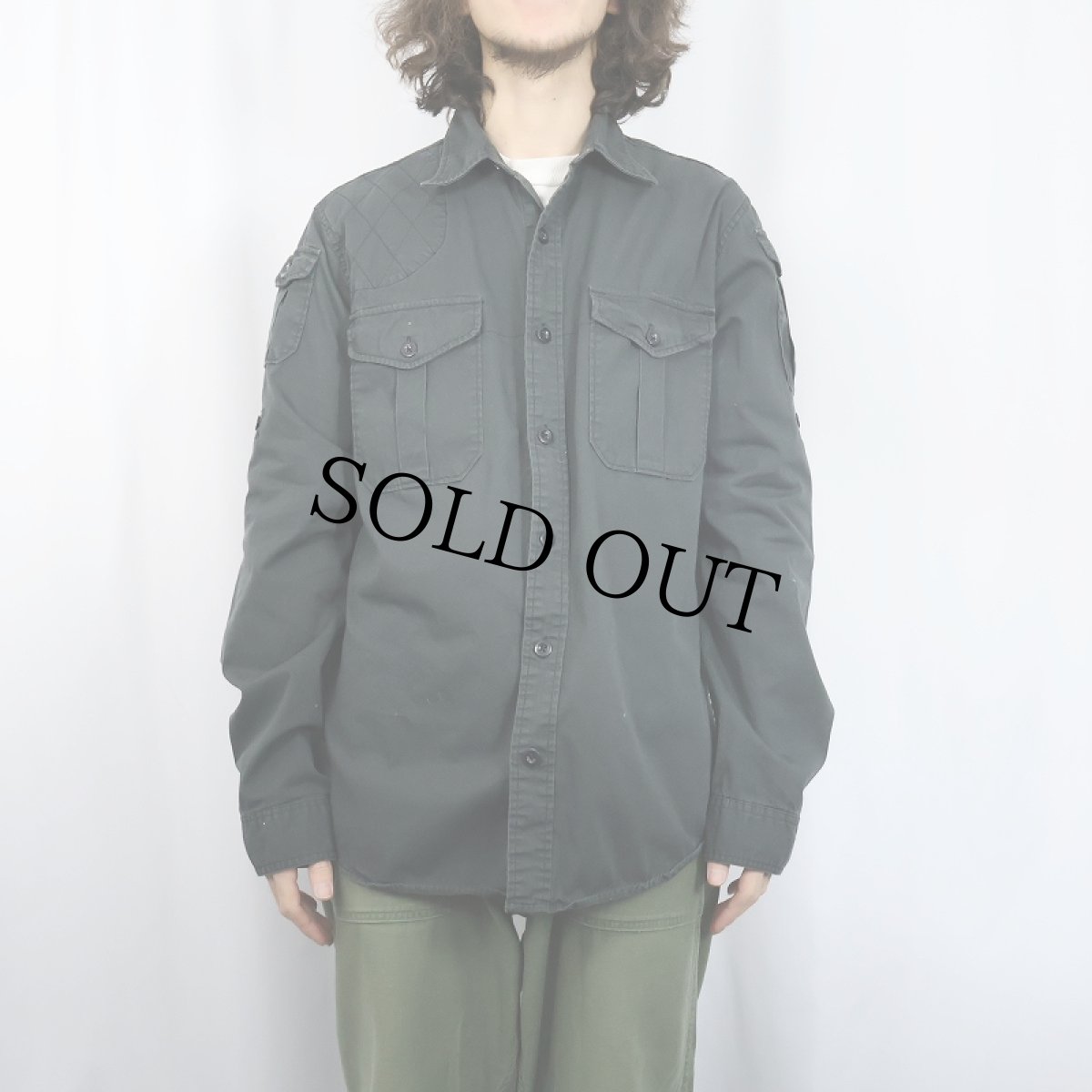 画像2: Ralph Lauren DENIM&SUPPLY ガンパッチ付き ハンティングシャツ GREYISH GREEN XL (2)