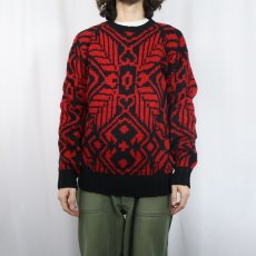 画像4: 90's〜 Ralph Lauren "HAND KNIT" ネイティブ柄 ウール ハンドニットセーター  (4)