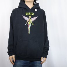 画像2: NIRVANA "In Utero" ロックバンドプリントスウェットフーディー BLACK  (2)