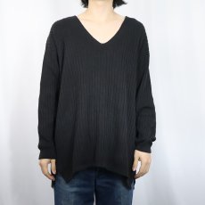 画像2: 90's GAP Vネック コットンニットセーター BLACK M (2)