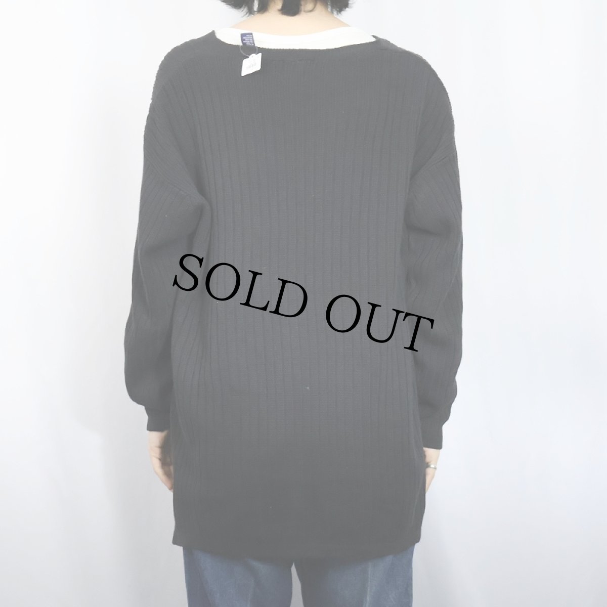画像3: 【SALE】 90's GAP Vネック コットンニットセーター BLACK M (3)