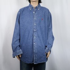 画像2: POLO Ralph Lauren "BLAIRE" ロゴ刺繍 デニムボタンダウンシャツ L (2)