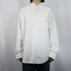 画像2: Ralph Lauren "BIG SHIRT" ロゴ刺繍 コットンボタンダウンシャツ M (2)