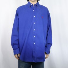 画像2: Ralph Lauren "BLAKE" ロゴ刺繍 コットンボタンダウンシャツ M (2)