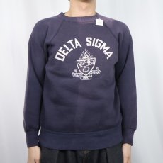 画像2: 50〜60's "DELTA SIGMA" フロッキープリント ラグランスウェット NAVY (2)