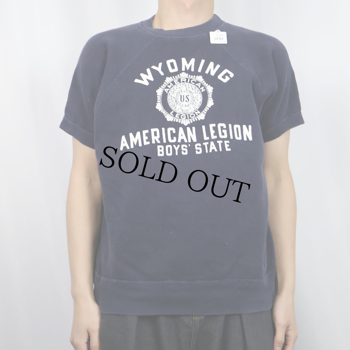 画像2: 60's Champion C中ランタグ "WYOMING AMERICAN LEGION BOYS' STATE" ラグラン半袖スウェット NAVY L (2)