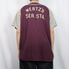画像4: 30〜40's EMPIRE "WERTZ'S SER.STA." コットンベースボールシャツ (4)