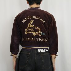 画像6: 50's "NEW FOUNDLAND U.S. NAVAL STASION" 別珍 スーベニアジャケット (6)