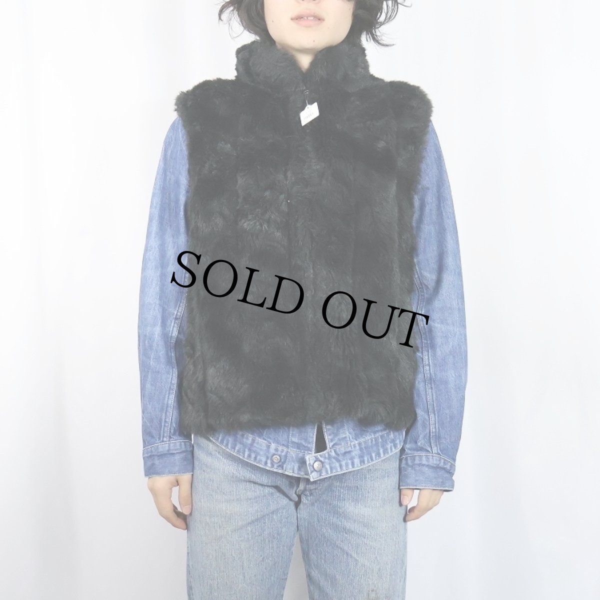 画像3: COACO リバーシブル フェイクファーベスト BLACK L (3)